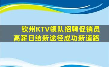钦州KTV领队招聘促销员高薪日结新途径成功新道路